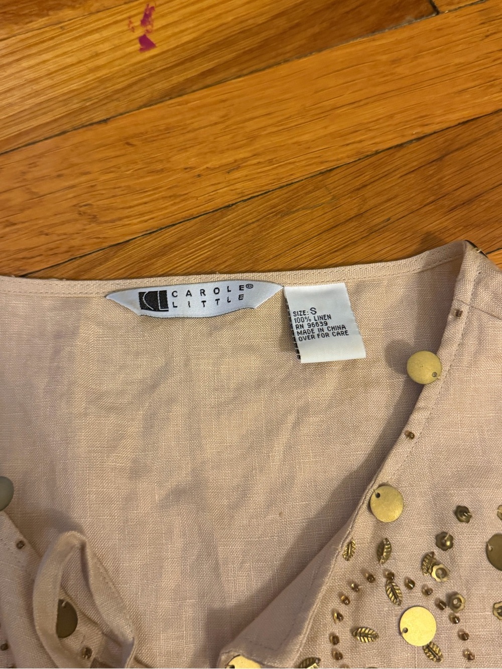 Carole Little Cream Embellished Tie-Neck Tank - Picture 2 of 3